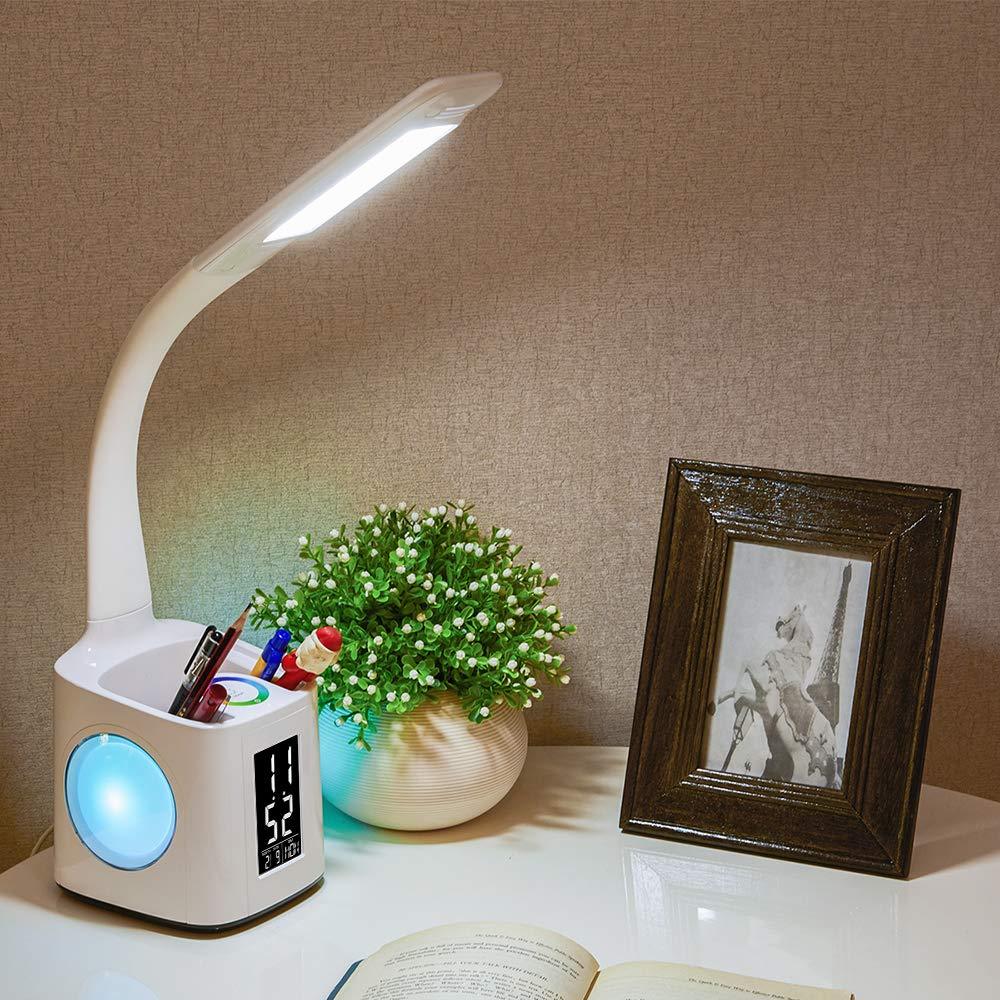 LED Desk Lamp with USB, Calendar & Pen Holder – Dimmable Night Light