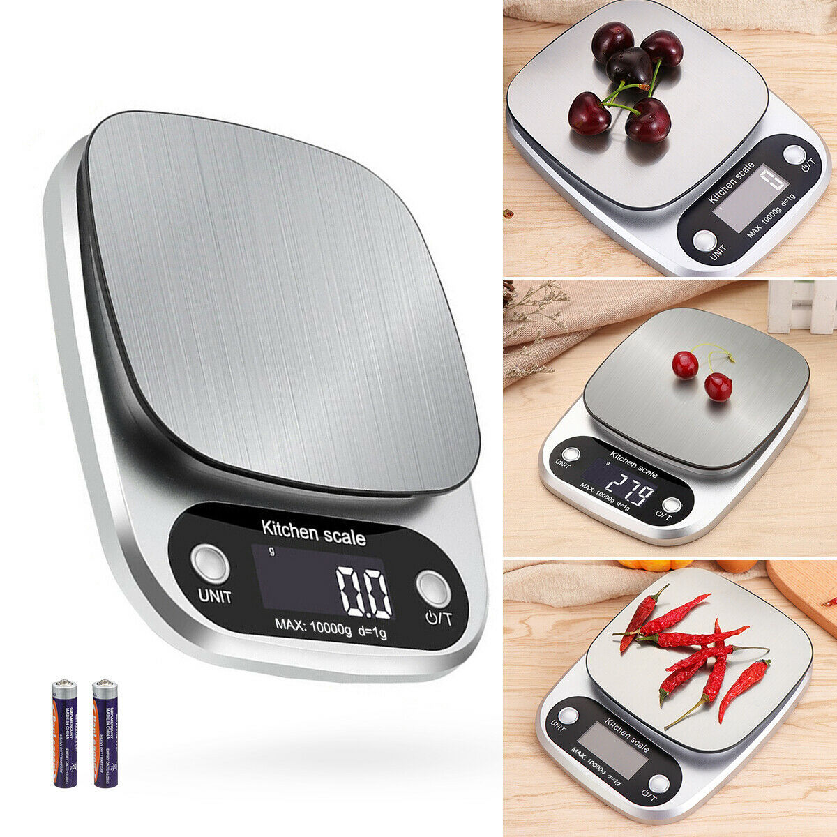 Digital Kitchen Scale – Stainless Steel, 22lbs Capacity