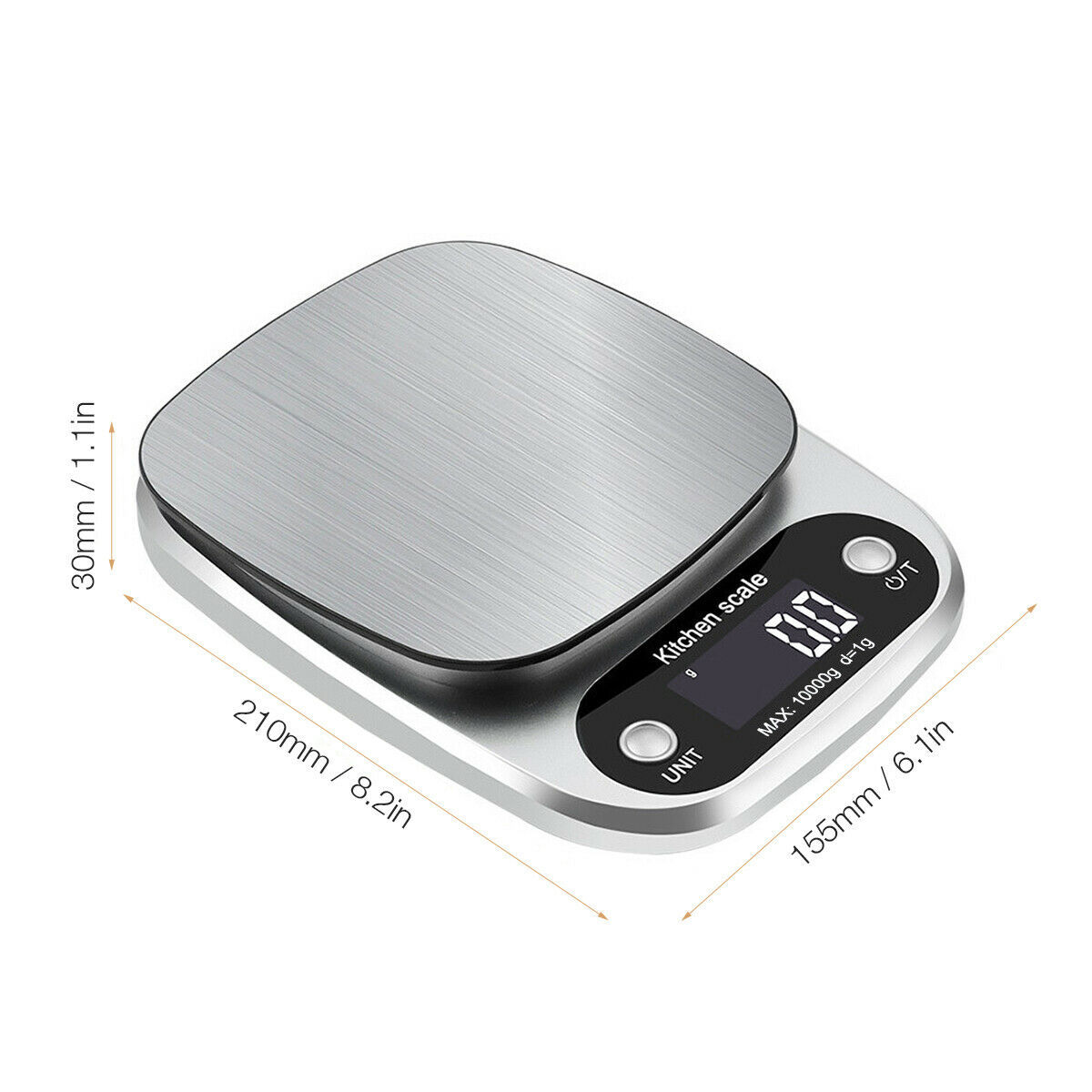 Digital Kitchen Scale – Stainless Steel, 22lbs Capacity