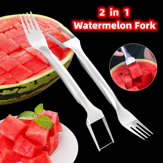 2-in-1 Watermelon Slicer & Fork – Stainless Steel Cutter