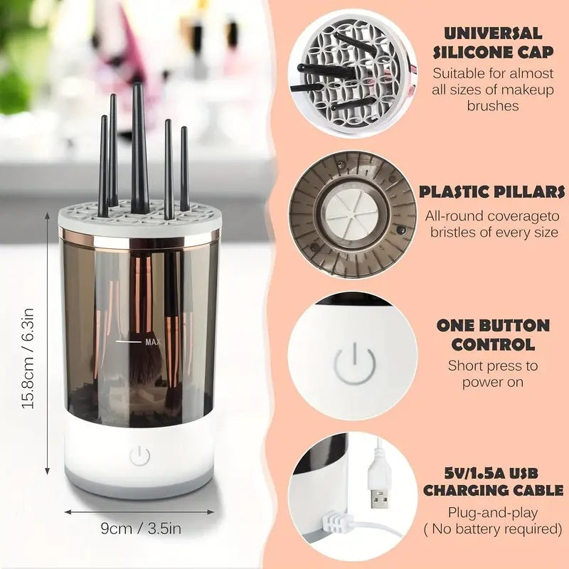 Automatic Makeup Brush Cleaner – USB Portable Rotating Washer