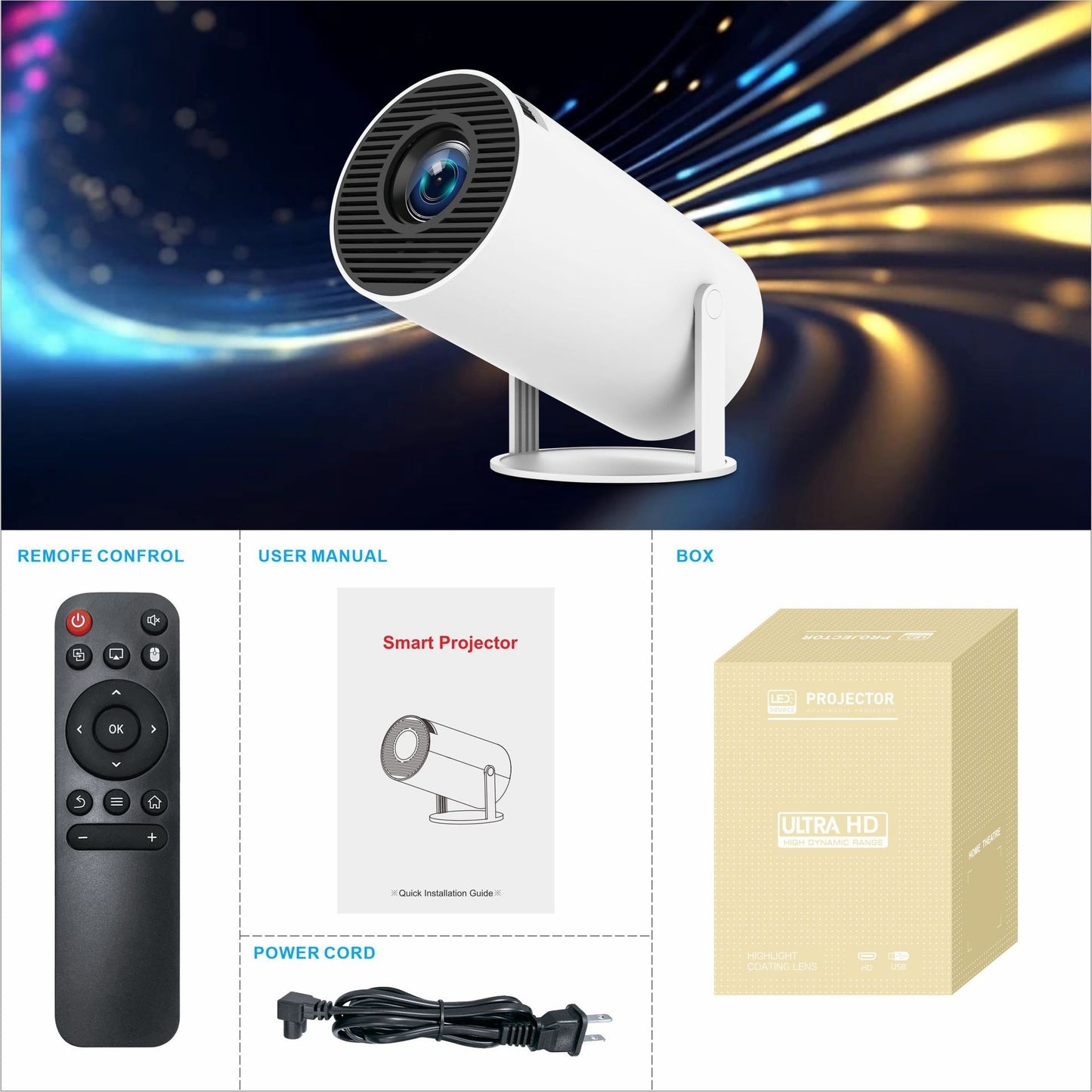 HY300 Pro Portable Home Theater Projector